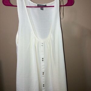 New York & Company White Buttoned Relaxed Tank Top
